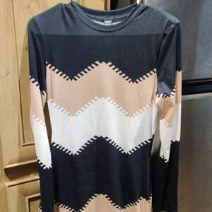 SHEIN Black and Tan Long Sleeve Dress